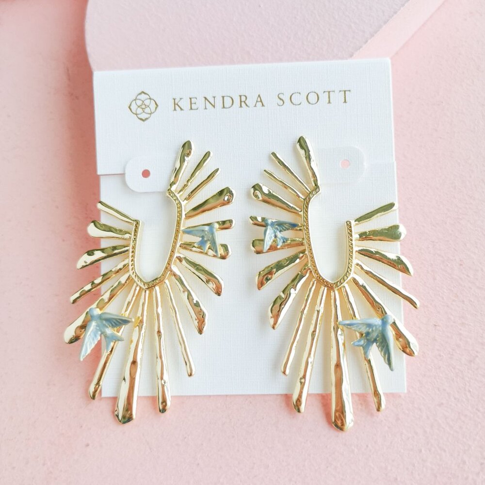 Kendra Scott - Melody Blue Enamel Gold Hoop Earrings - NEW